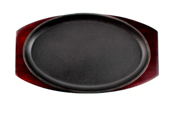 Sartén Ovalado Fierro con Base Madera 28x18cm Lugano