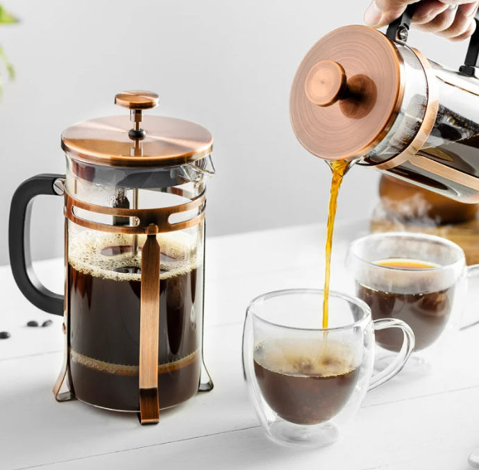 Cafetera Francesa 600ml Borosilicato Cobre Envejecido Ruan Lugano