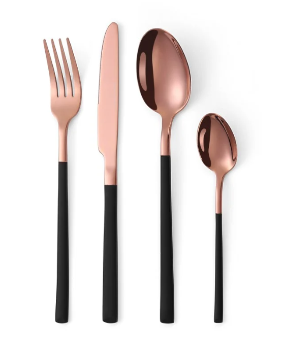 Set de cubiertos 24 Piezas Goldrose/Negro
