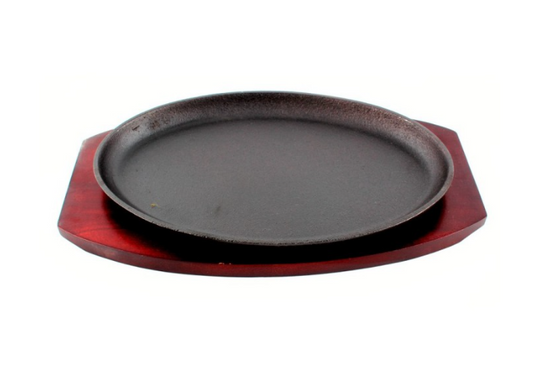 Sartén Ovalado Fierro con Base Madera 28x18cm Lugano
