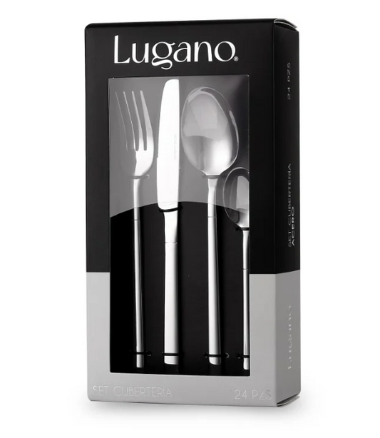 Set Cubertería 24 Pzs Acero Metal Lugano