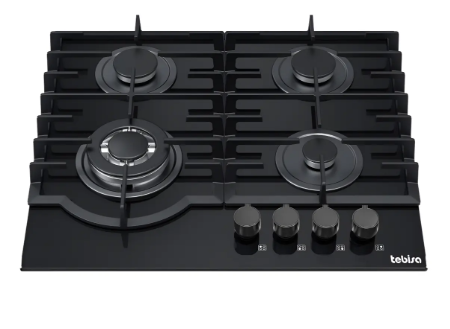 Cocina Gas Cristal Negra  4 Quemadores