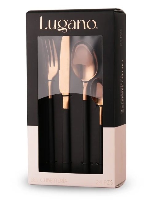 Set de cubiertos 24 Piezas Goldrose/Negro