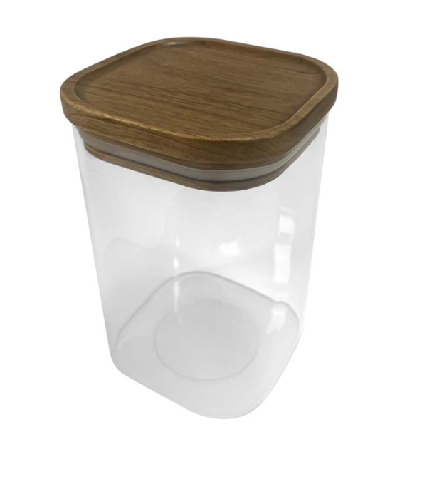 Canister de Borosilicato con Tapa de Madera 10x15cm
